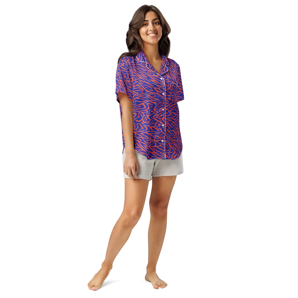 Sapphire Swirl on Women's Short Sleeve Pajama Top — Front