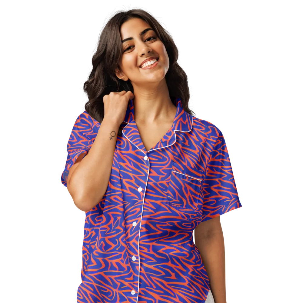 Sapphire Swirl on Women's Short Sleeve Pajama Top — Front