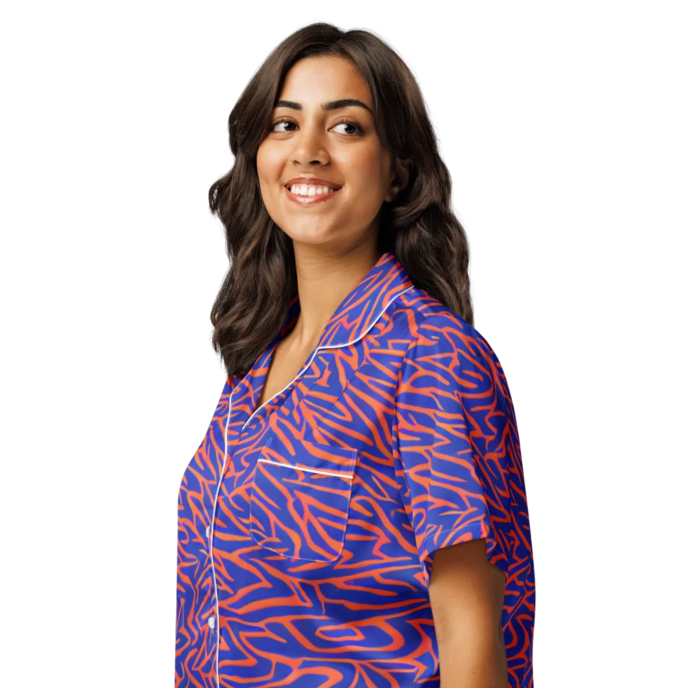 Sapphire Swirl on Women's Short Sleeve Pajama Top — Left Front