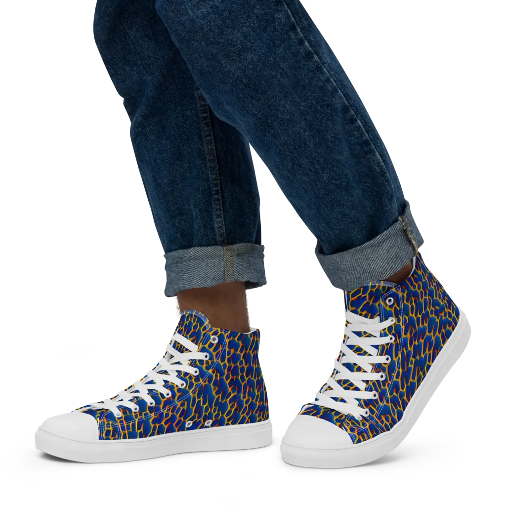 Crimson Creepers on Men's High Top Canvas Shoes — Left