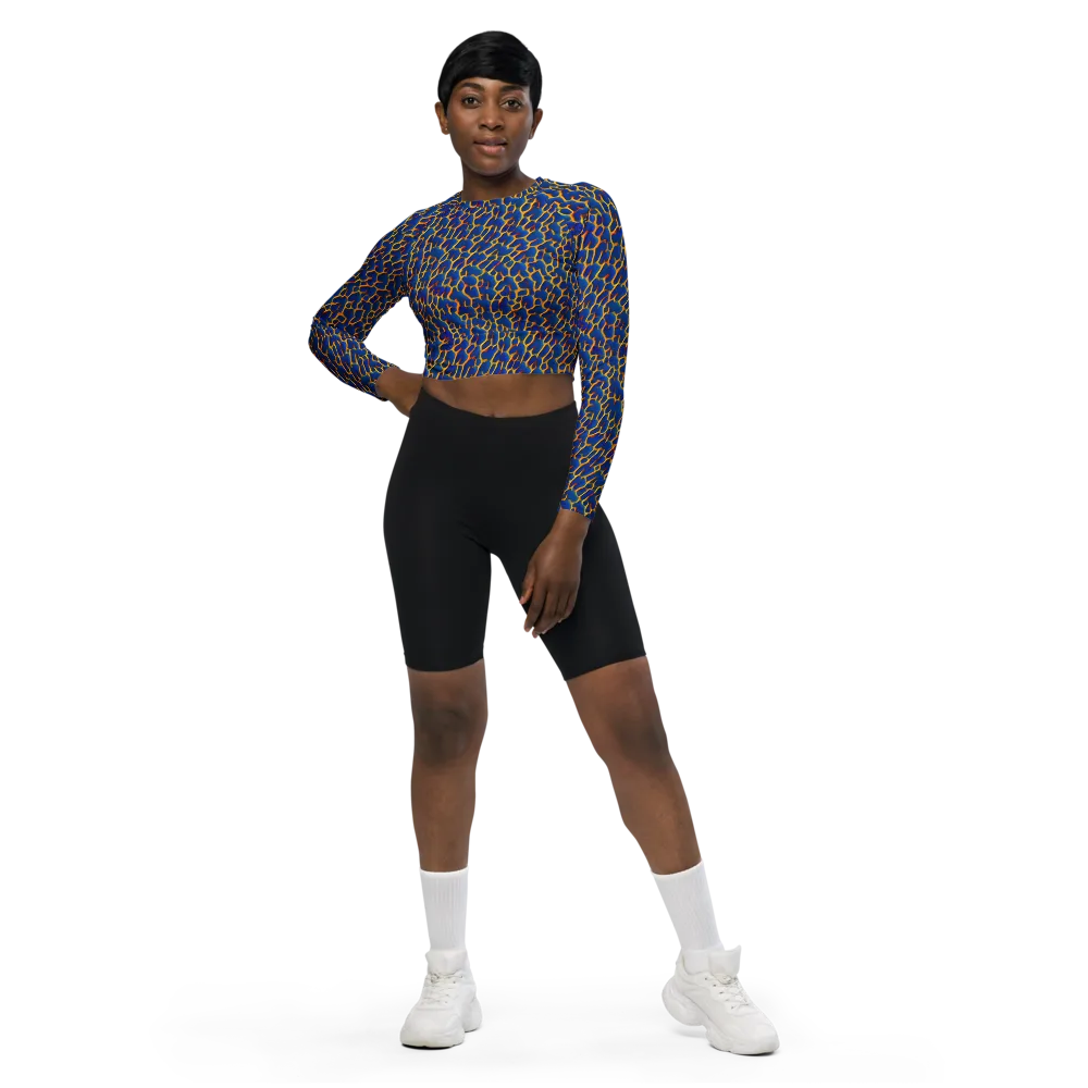 Crimson Creepers on Long Sleeve Crop Top — Front