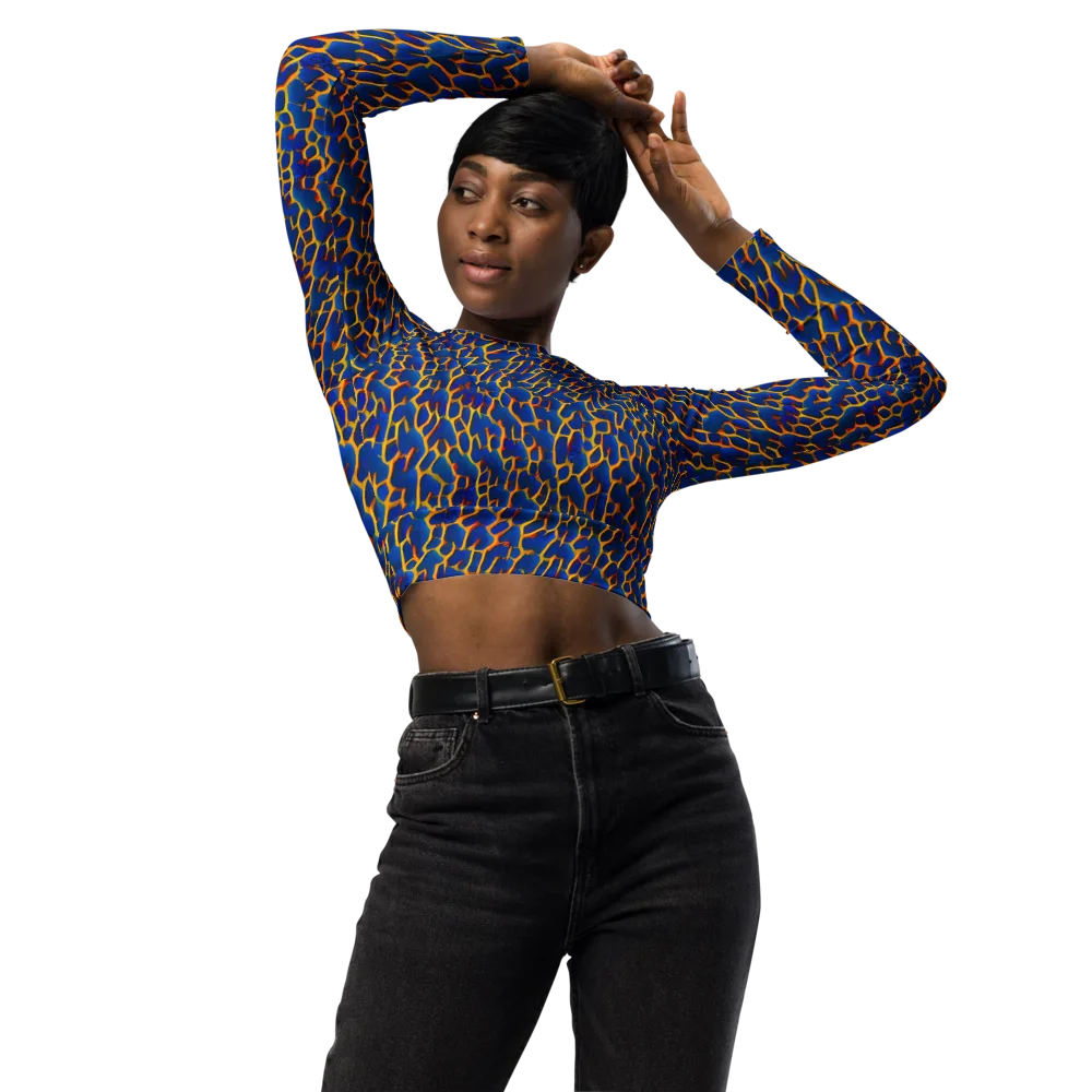 Crimson Creepers on Long Sleeve Crop Top — Front