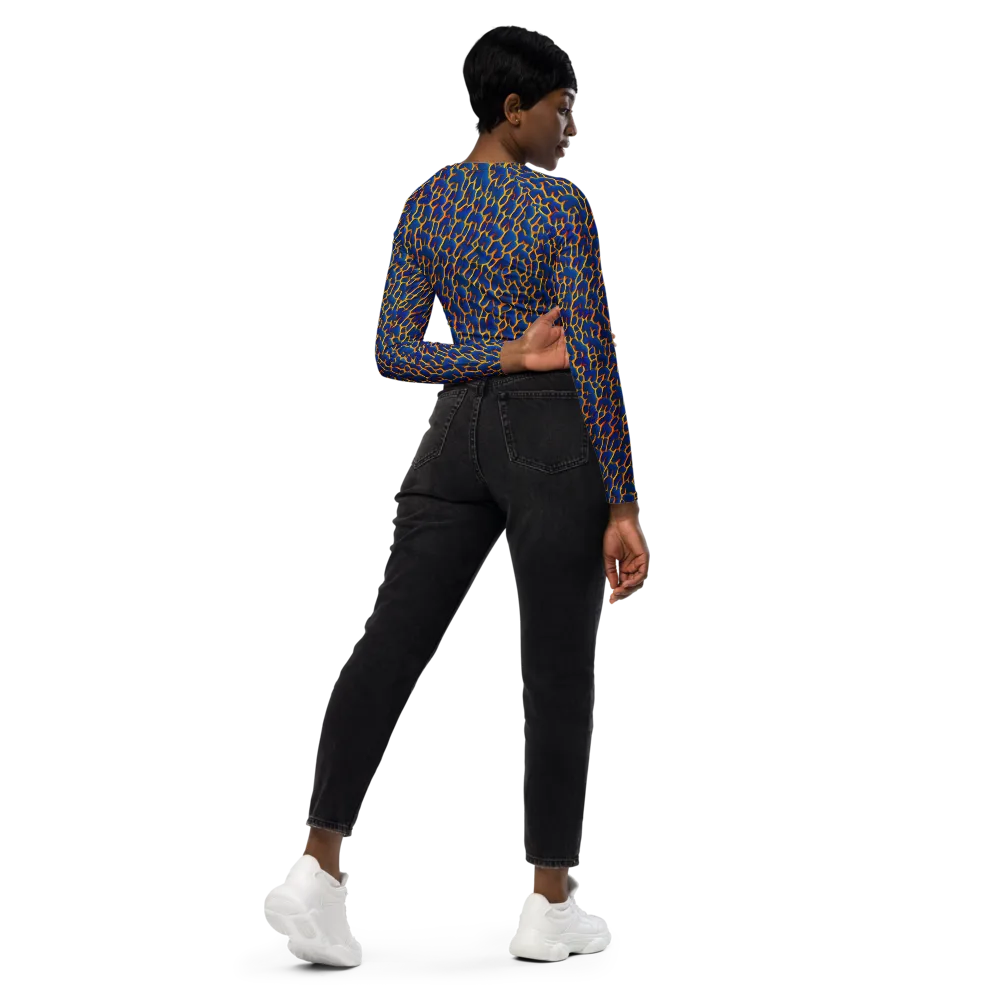 Crimson Creepers on Long Sleeve Crop Top — Right Back