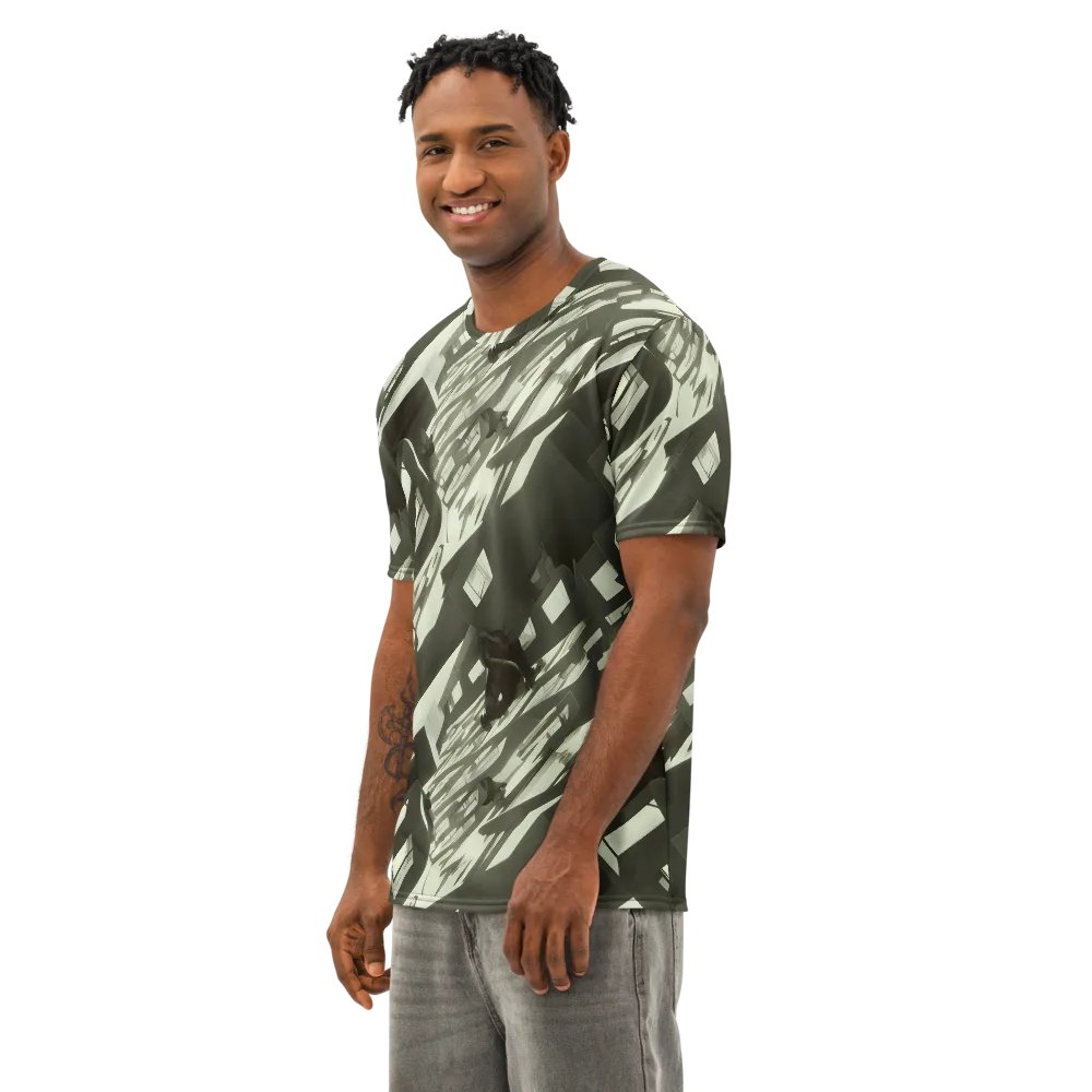 Shadow Stratum on Men's Cotton Crew Neck T-Shirt — Left Front