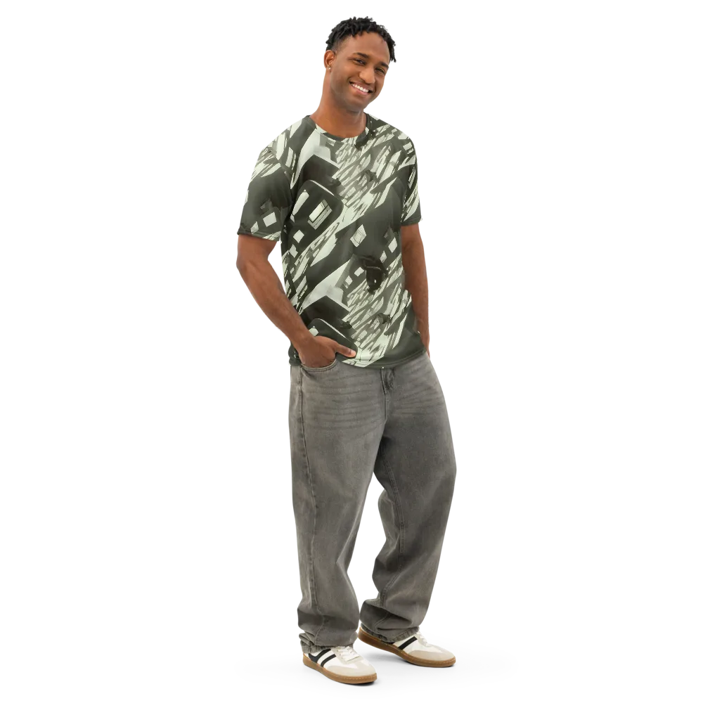 Shadow Stratum on Men's Cotton Crew Neck T-Shirt — Right Front