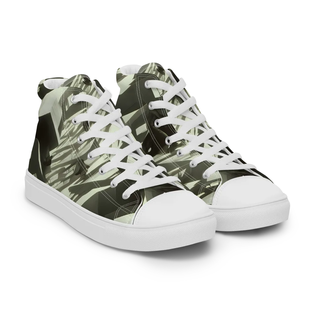 Shadow Stratum on Men's High Top Canvas Shoes — Right Front