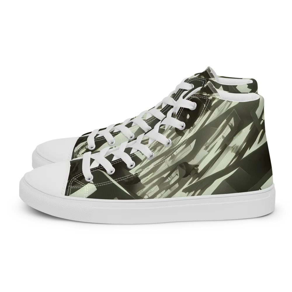 Shadow Stratum on Men's High Top Canvas Shoes — Left