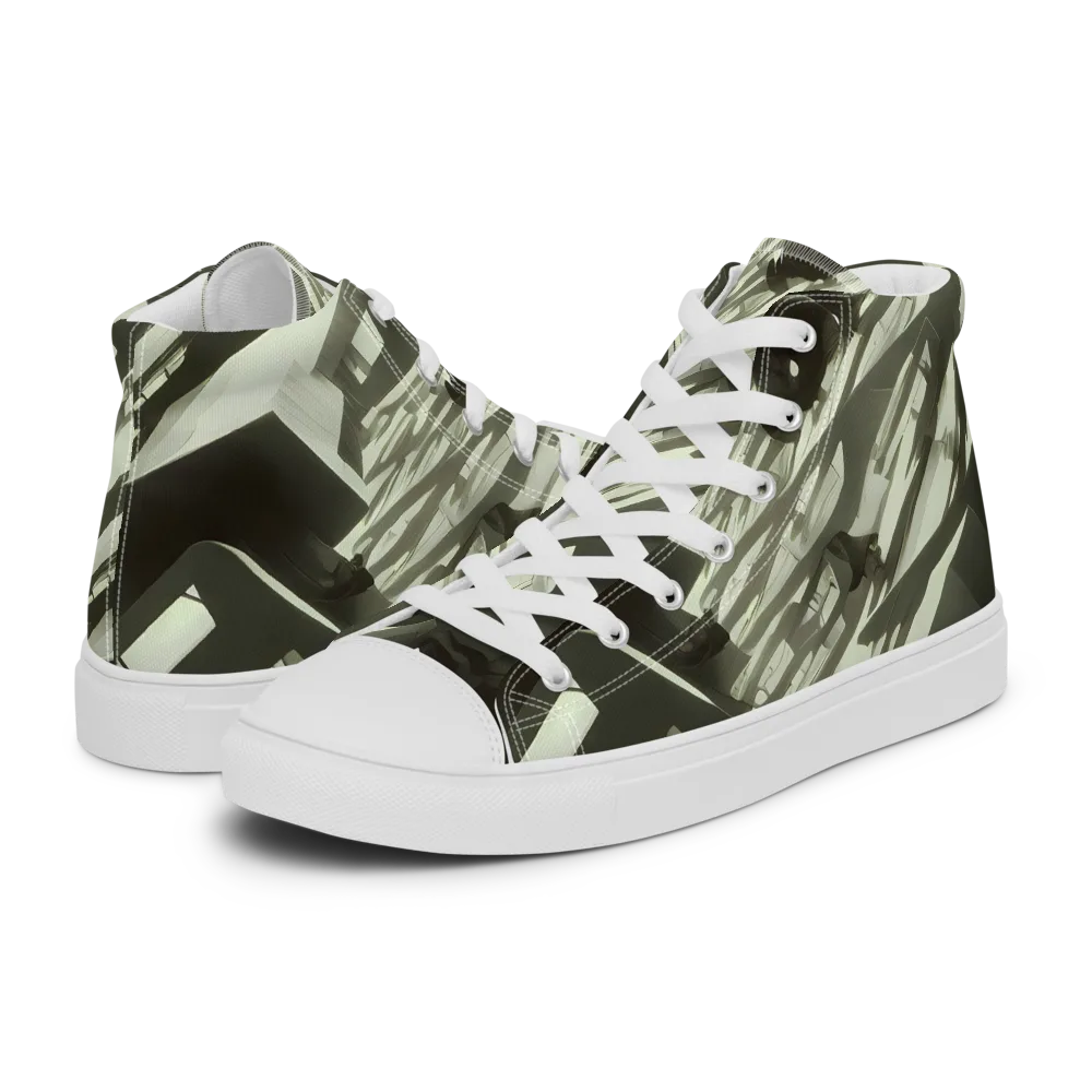 Shadow Stratum on Men's High Top Canvas Shoes — Left