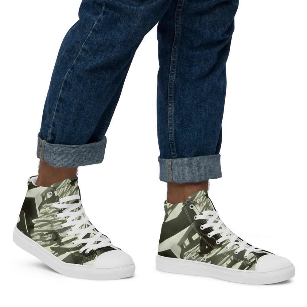 Shadow Stratum on Men's High Top Canvas Shoes — Right