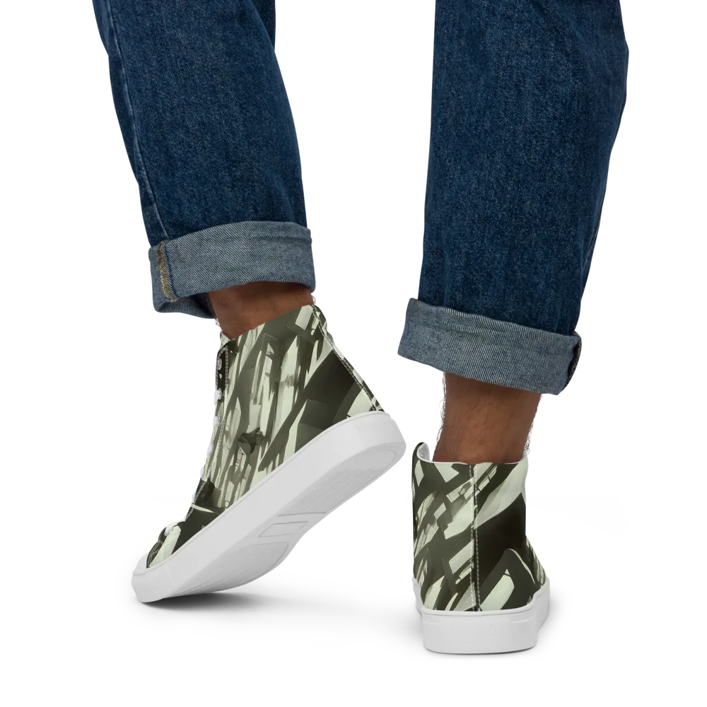 Shadow Stratum on Men's High Top Canvas Shoes — Back