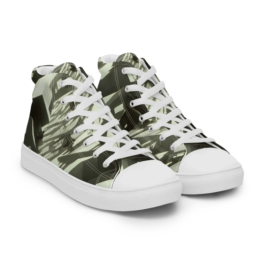 Shadow Stratum on Women's High Top Canvas Shoes — Right Front