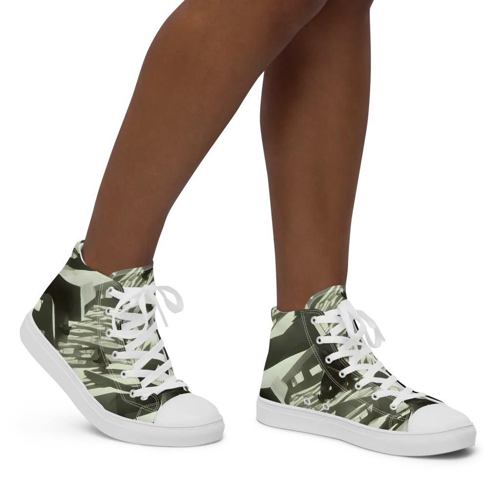 Shadow Stratum on Women's High Top Canvas Shoes — Right