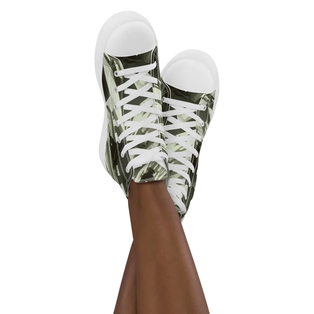 Shadow Stratum on Women's High Top Canvas Shoes — Front