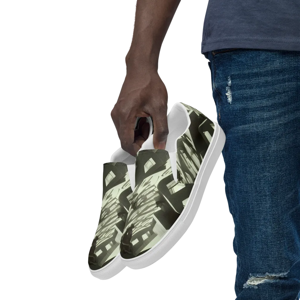 Shadow Stratum on Men's Slip-On Canvas Shoes — Left Front