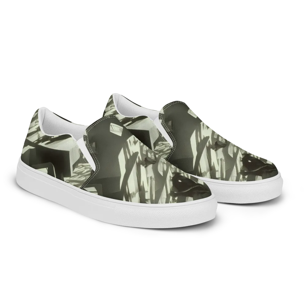 Shadow Stratum on Women's Slip-On Canvas Shoes — Right Front
