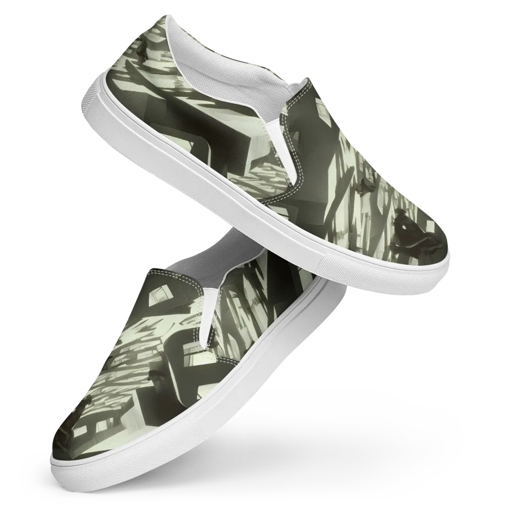 Shadow Stratum on Women's Slip-On Canvas Shoes — Front