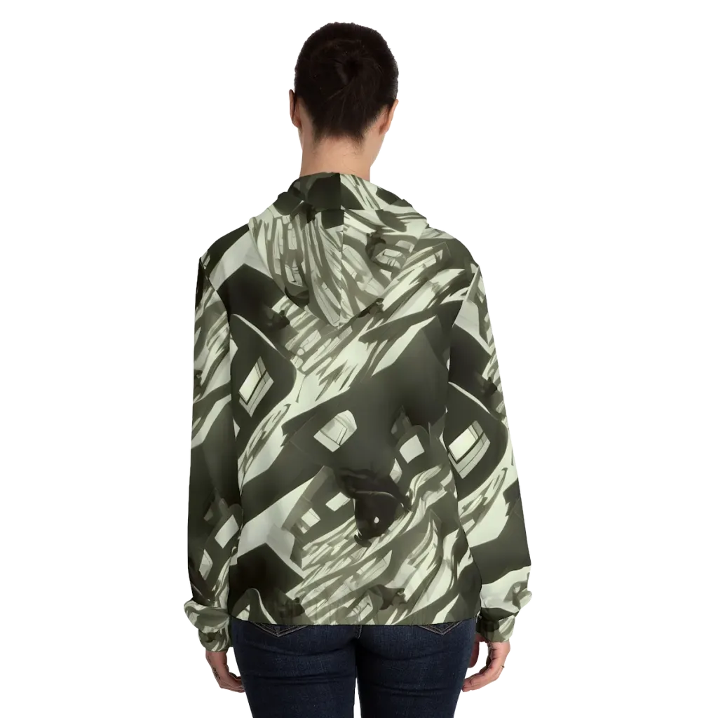Shadow Stratum on Women's Full-Zip Hoodie — Back On Person