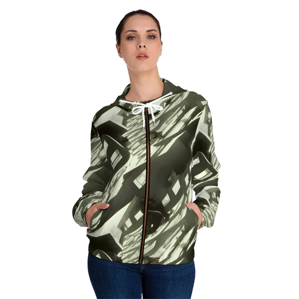 Shadow Stratum on Women's Full-Zip Hoodie — Front On Person