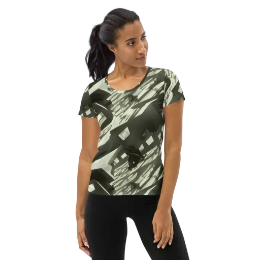 Shadow Stratum on a Women's Athletic T-Shirt