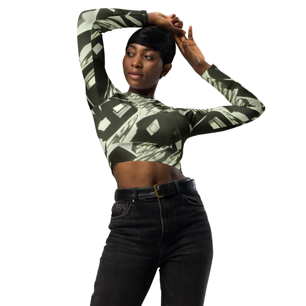 Shadow Stratum on Long Sleeve Crop Top — Front