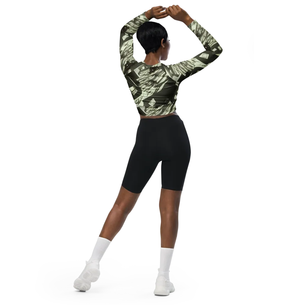 Shadow Stratum on Long Sleeve Crop Top — Back