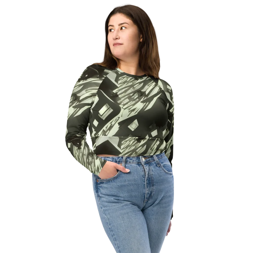 Shadow Stratum on Long Sleeve Crop Top — Front