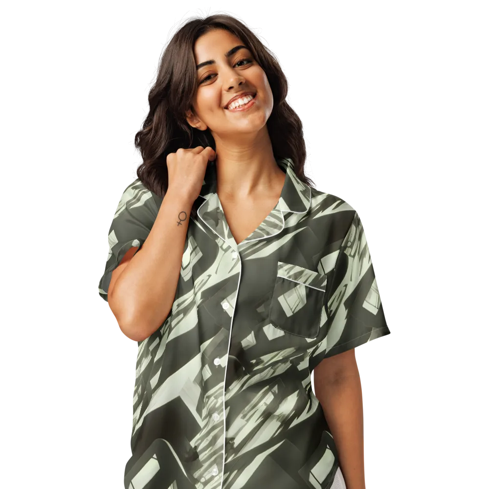 Shadow Stratum on Women's Short Sleeve Pajama Top — Front