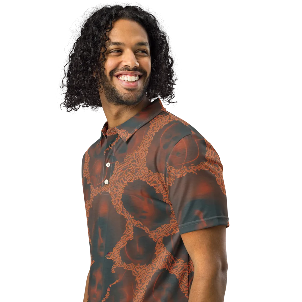 Chimeric Visage on Men's Slim Fit Polo Shirt — Left Front
