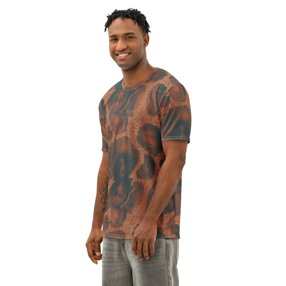 Chimeric Visage on Men's Cotton Crew Neck T-Shirt — Left Front