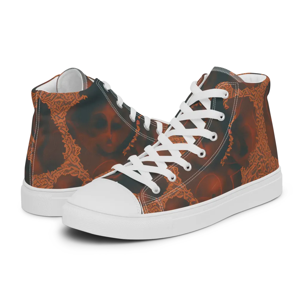 Chimeric Visage on Men's High Top Canvas Shoes — Left