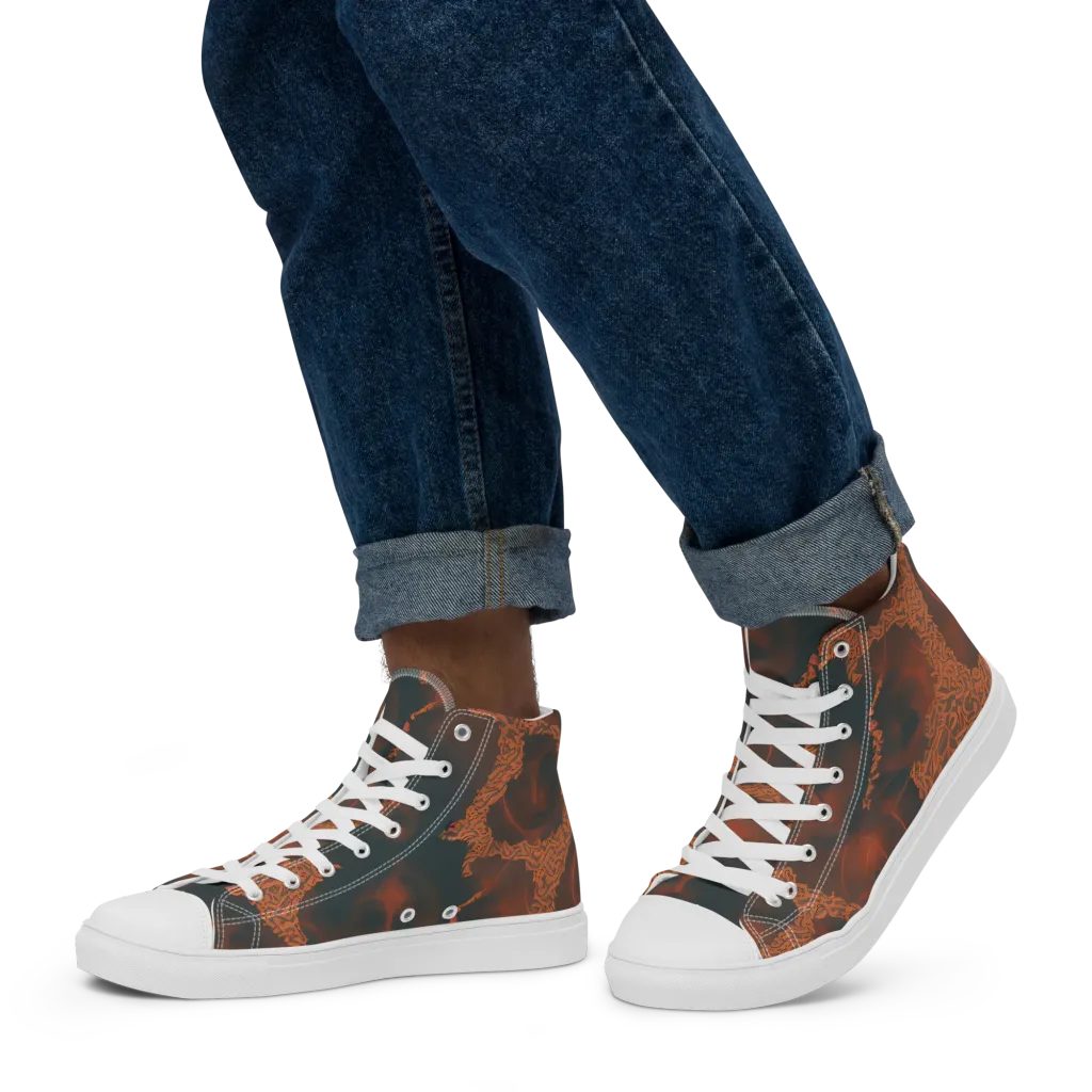 Chimeric Visage on Men's High Top Canvas Shoes — Left