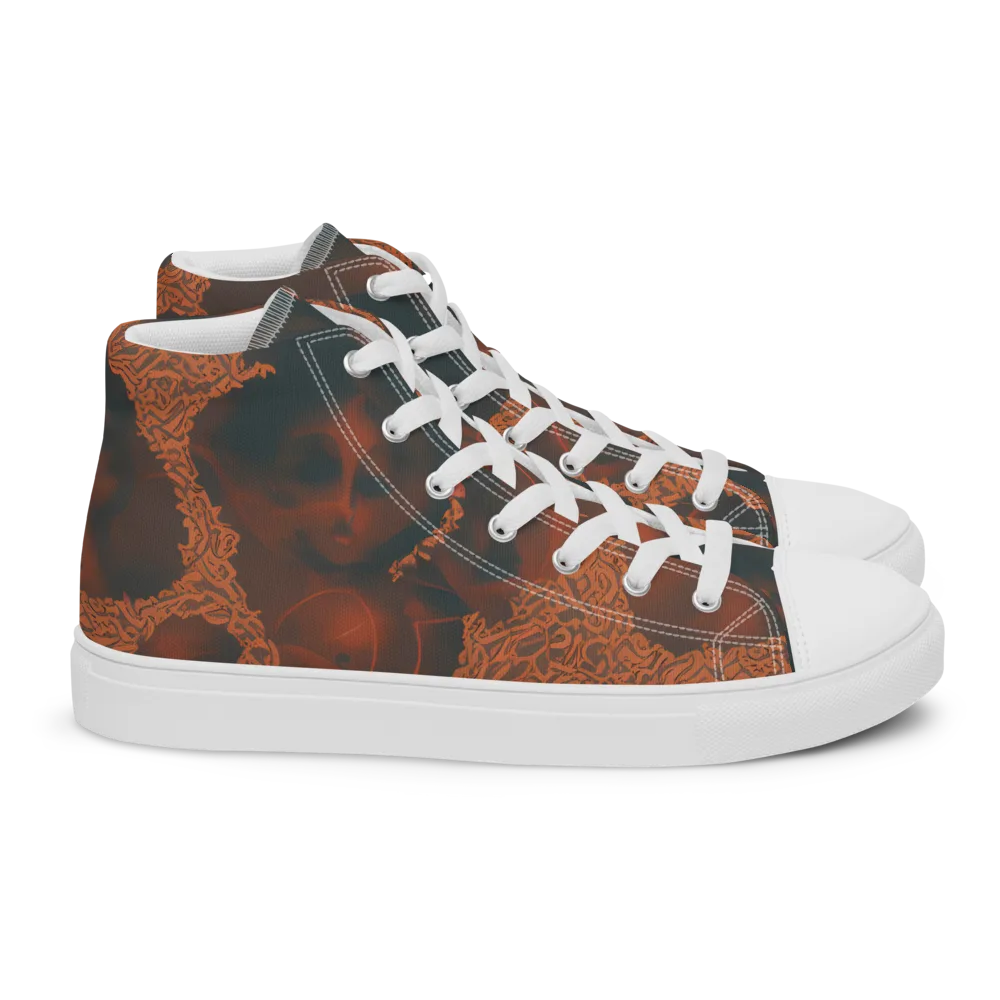 Chimeric Visage on Women's High Top Canvas Shoes — Right