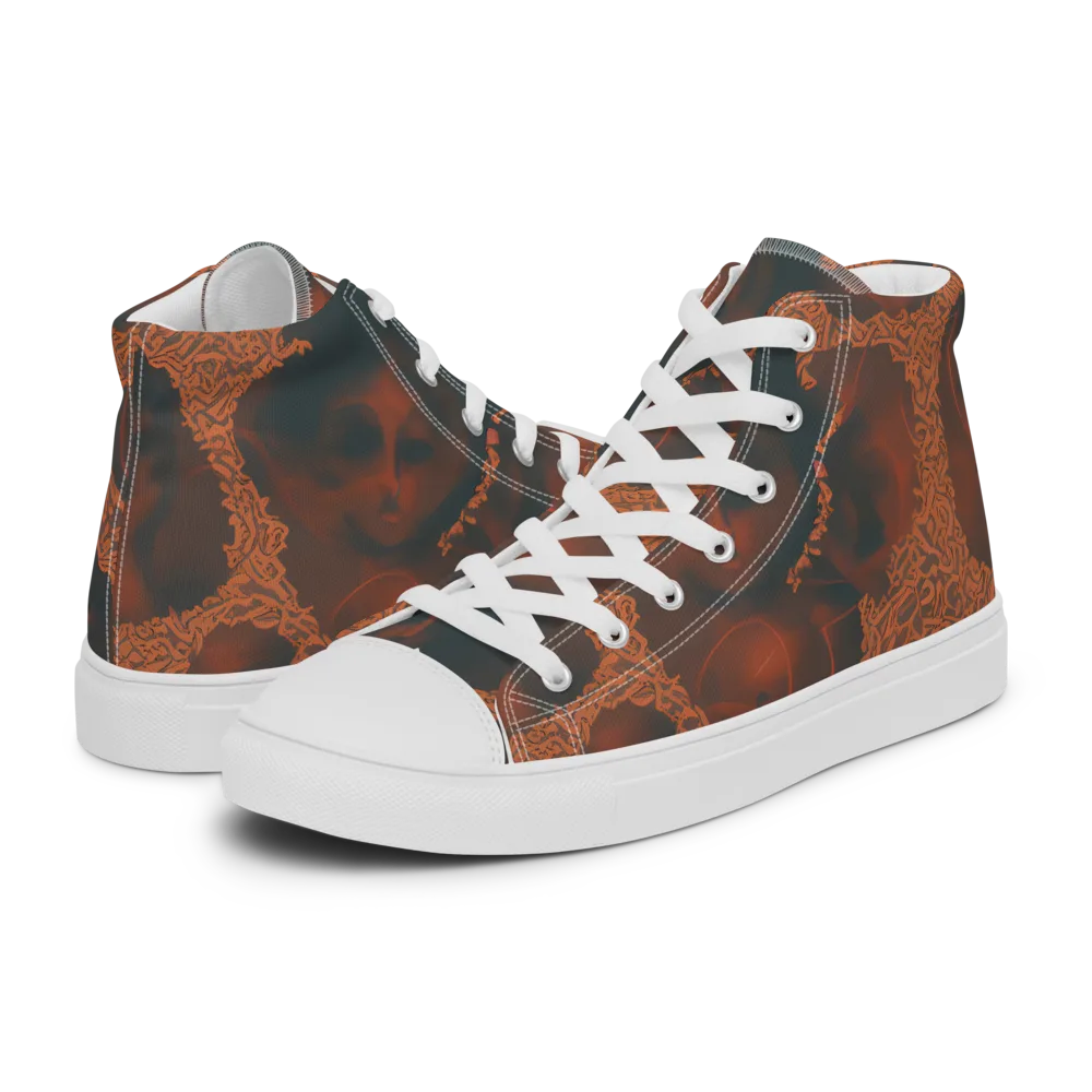 Chimeric Visage on Women's High Top Canvas Shoes — Left