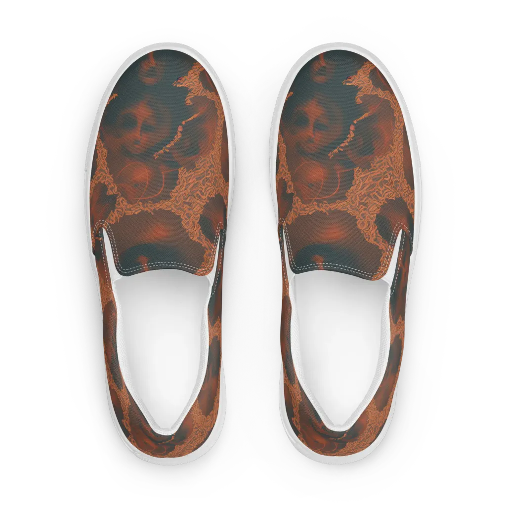 Chimeric Visage on Men's Slip-On Canvas Shoes — Front