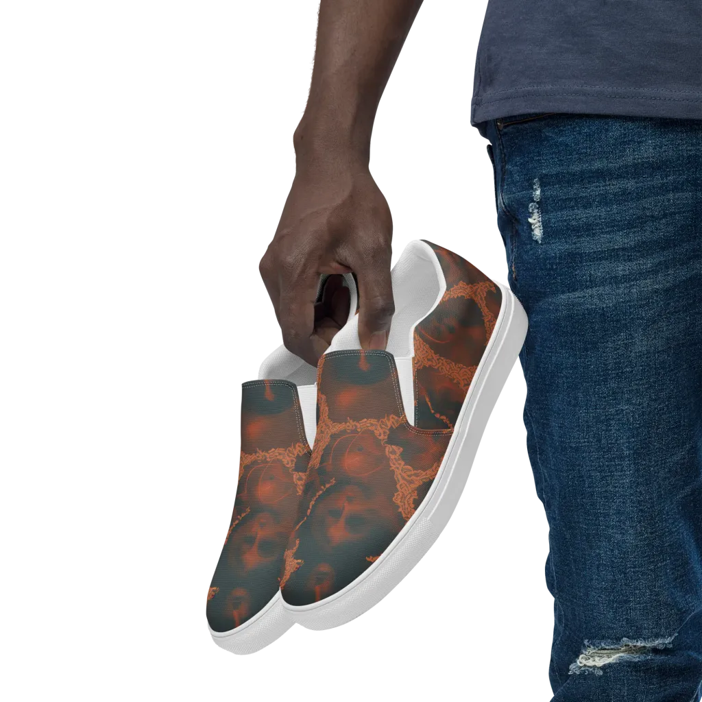 Chimeric Visage on Men's Slip-On Canvas Shoes — Left Front