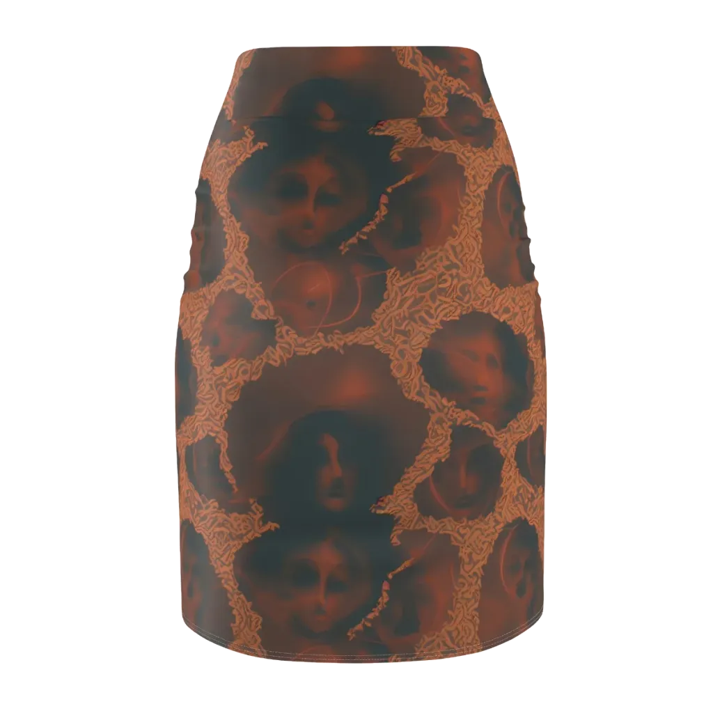 Chimeric Visage on Pencil Skirt — Back