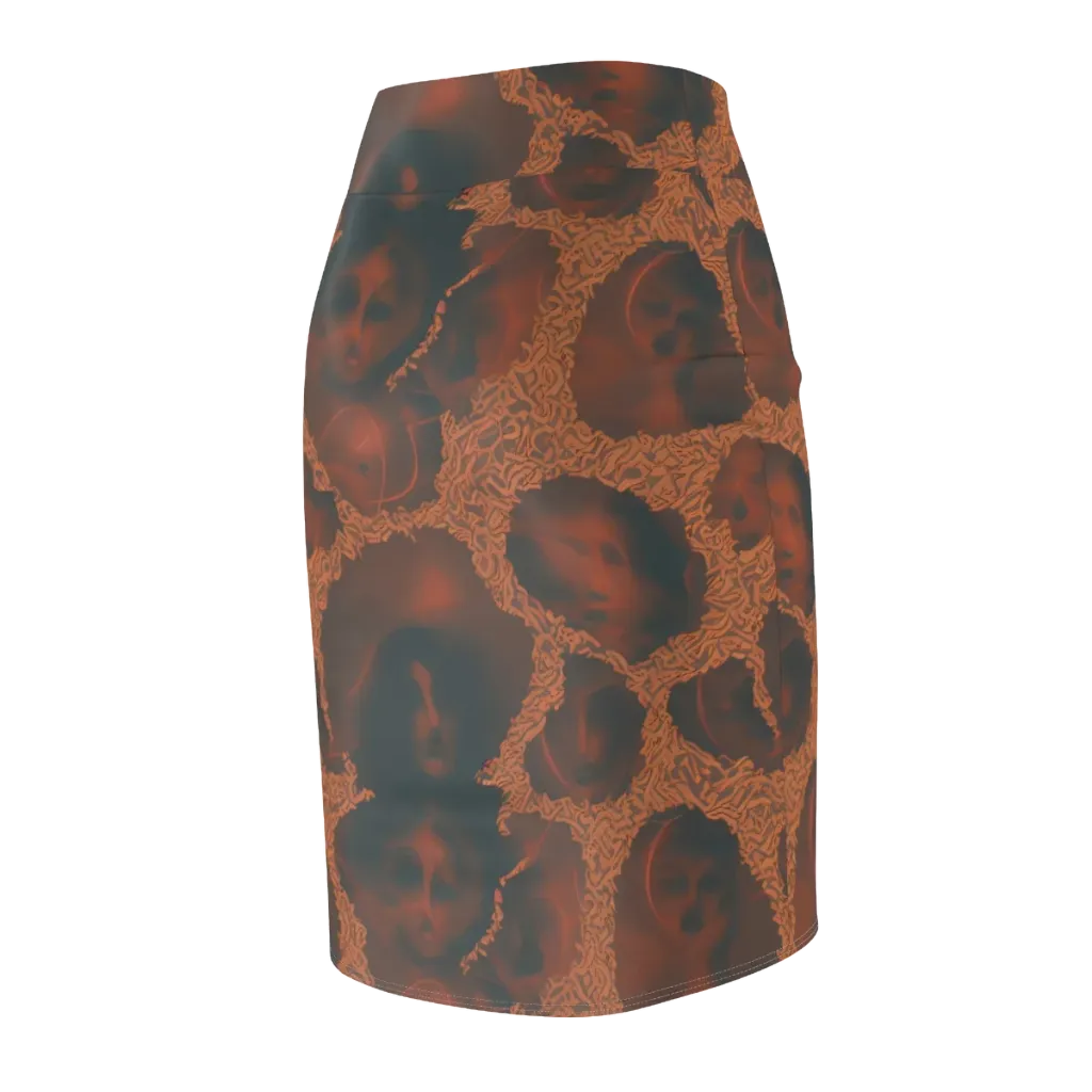 Chimeric Visage on Pencil Skirt — Back Side