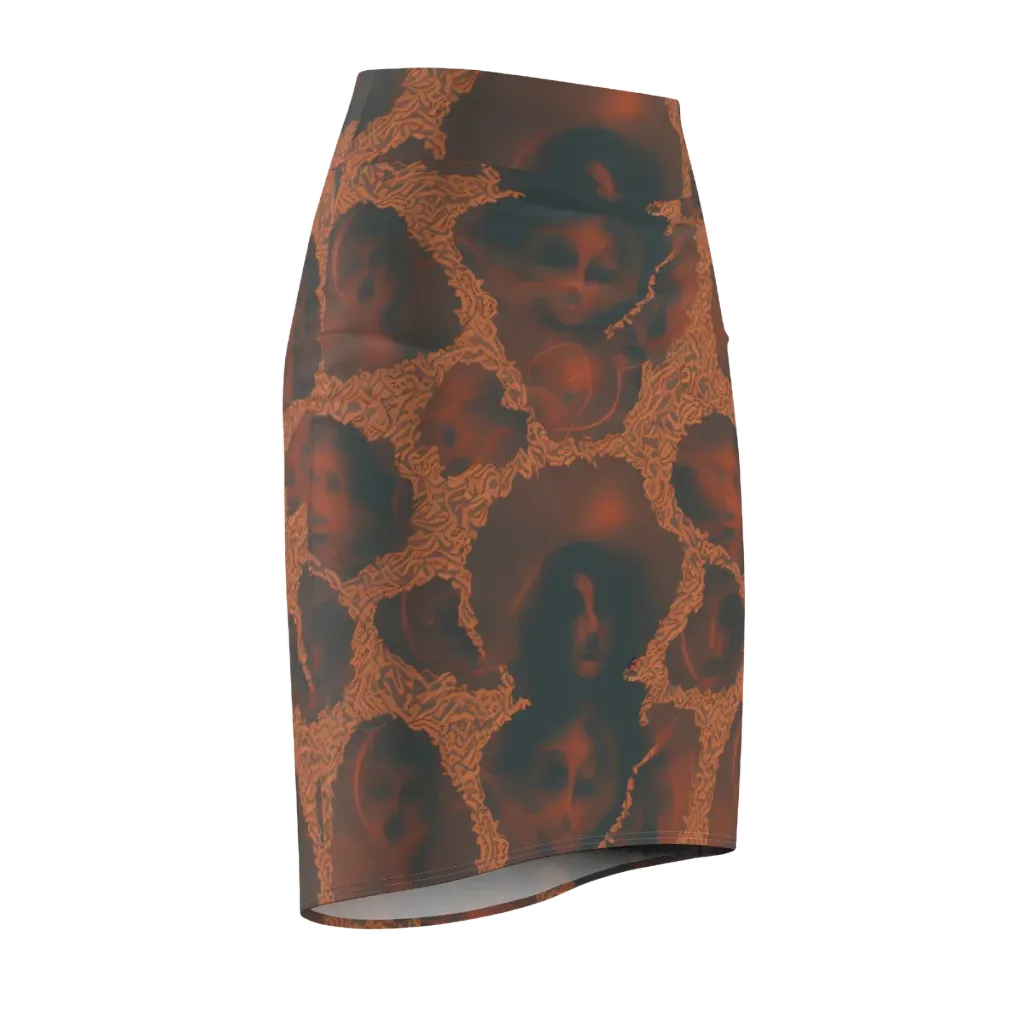 Chimeric Visage on Pencil Skirt — Front Side