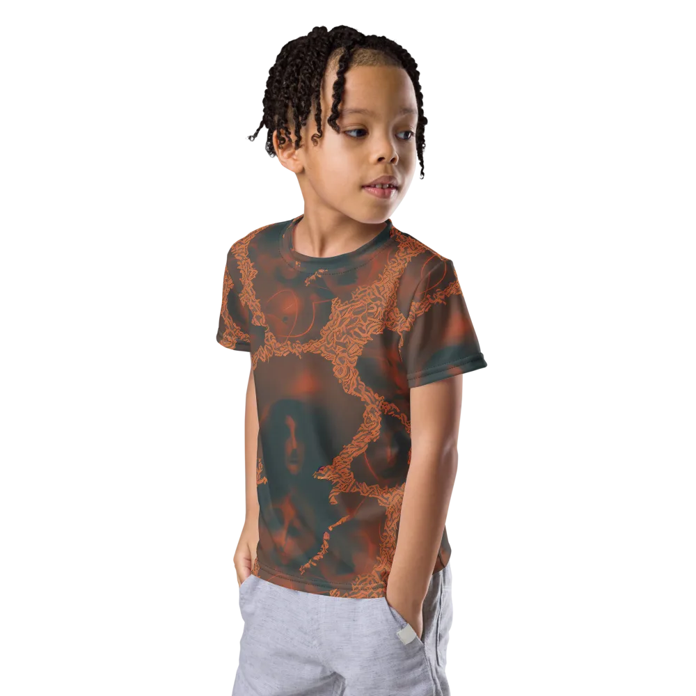 Chimeric Visage on Kids Crew Neck T-Shirt — Left Front