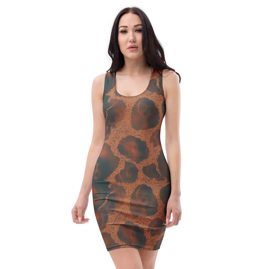 Chimeric Visage on Bodycon Dress — Front