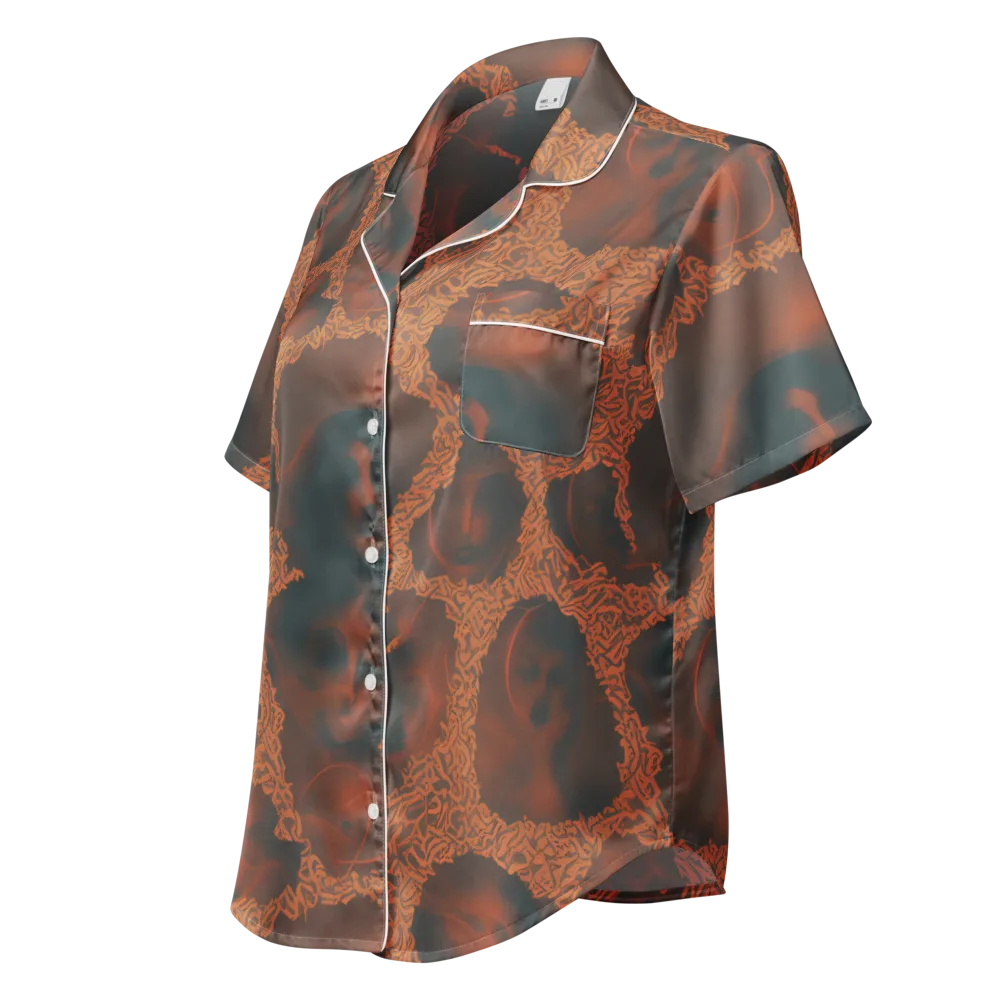 Chimeric Visage on Women's Short Sleeve Pajama Top — Left Front