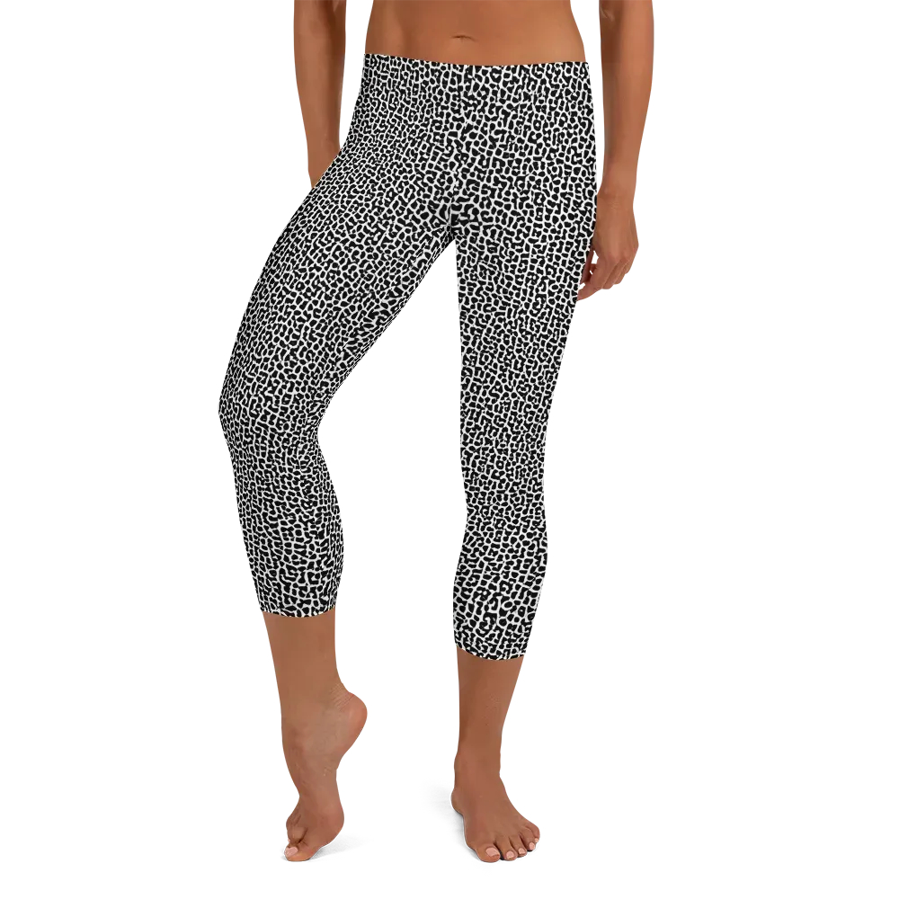 Ink Mosaic on Capri Leggings — Front