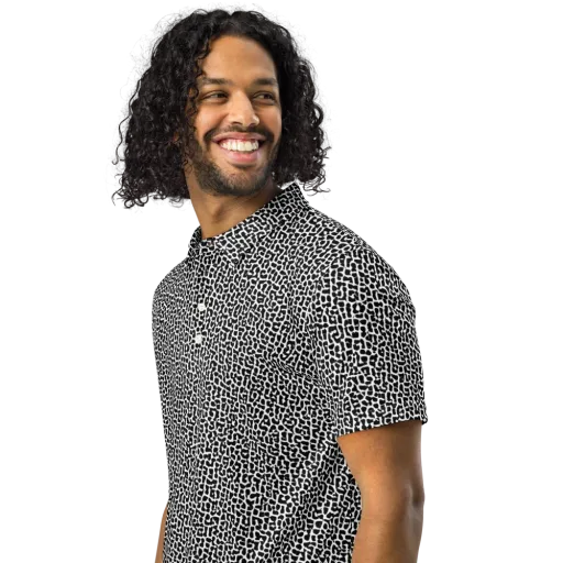 Ink Mosaic on a Men's Slim Fit Polo Shirt
