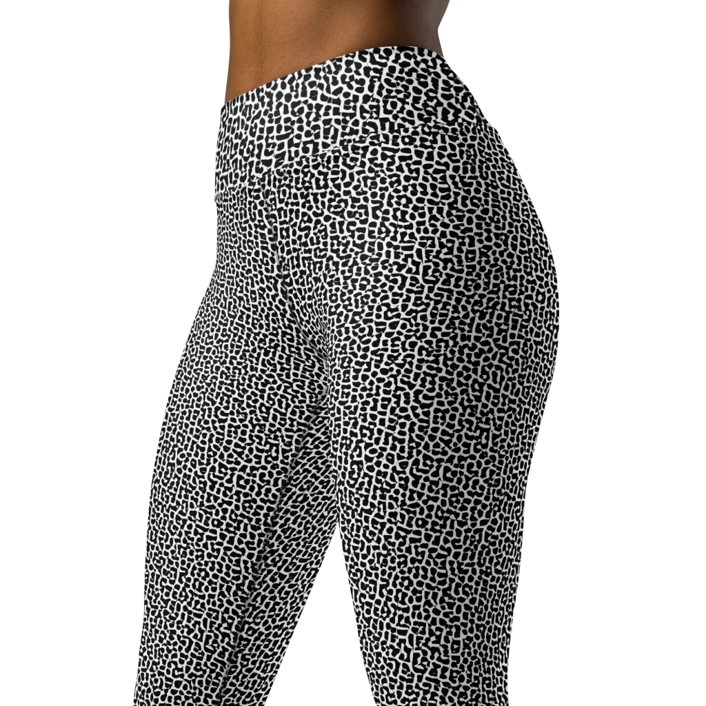 Ink Mosaic on Yoga Leggings — Left Front