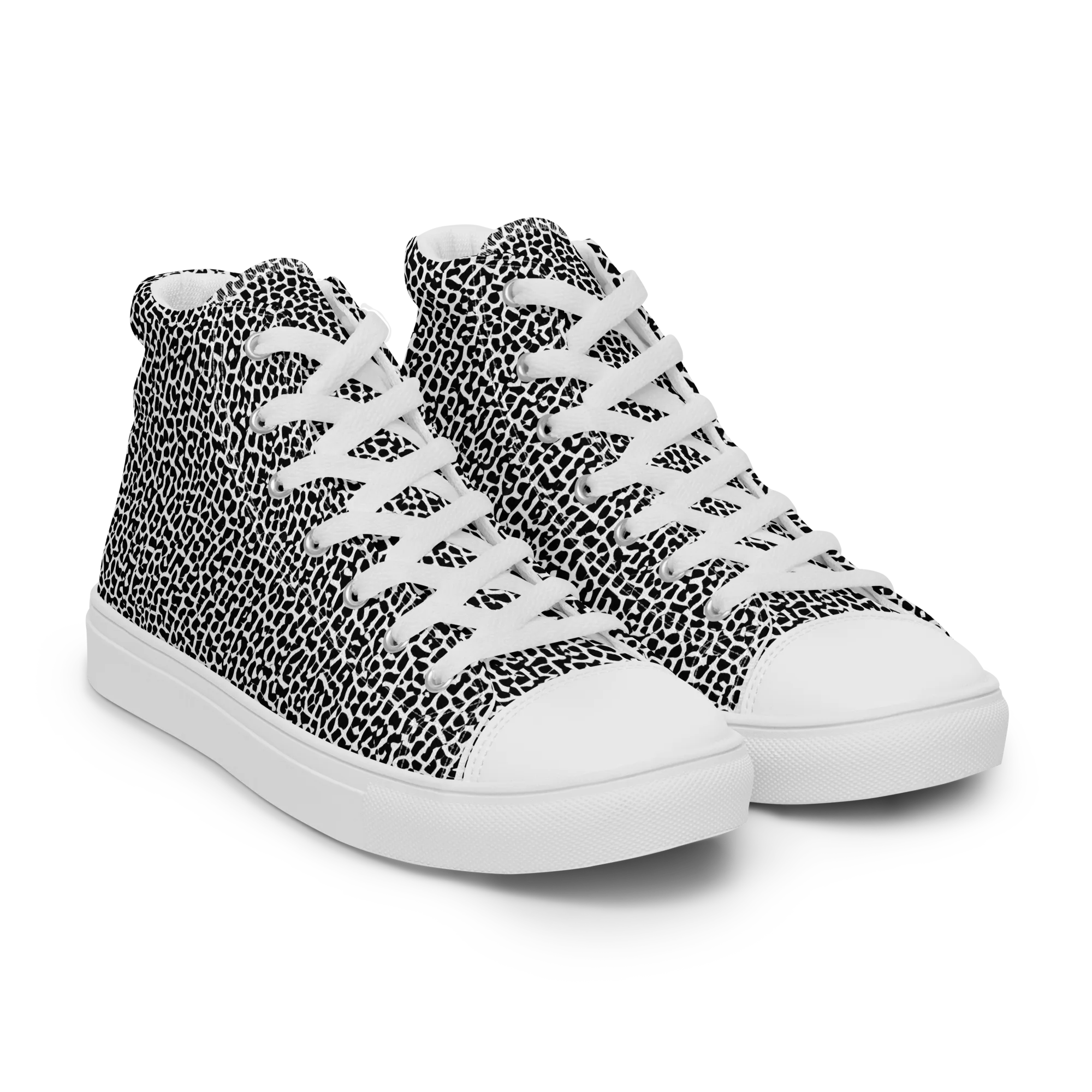 Ink Mosaic on Women's High Top Canvas Shoes — Right Front