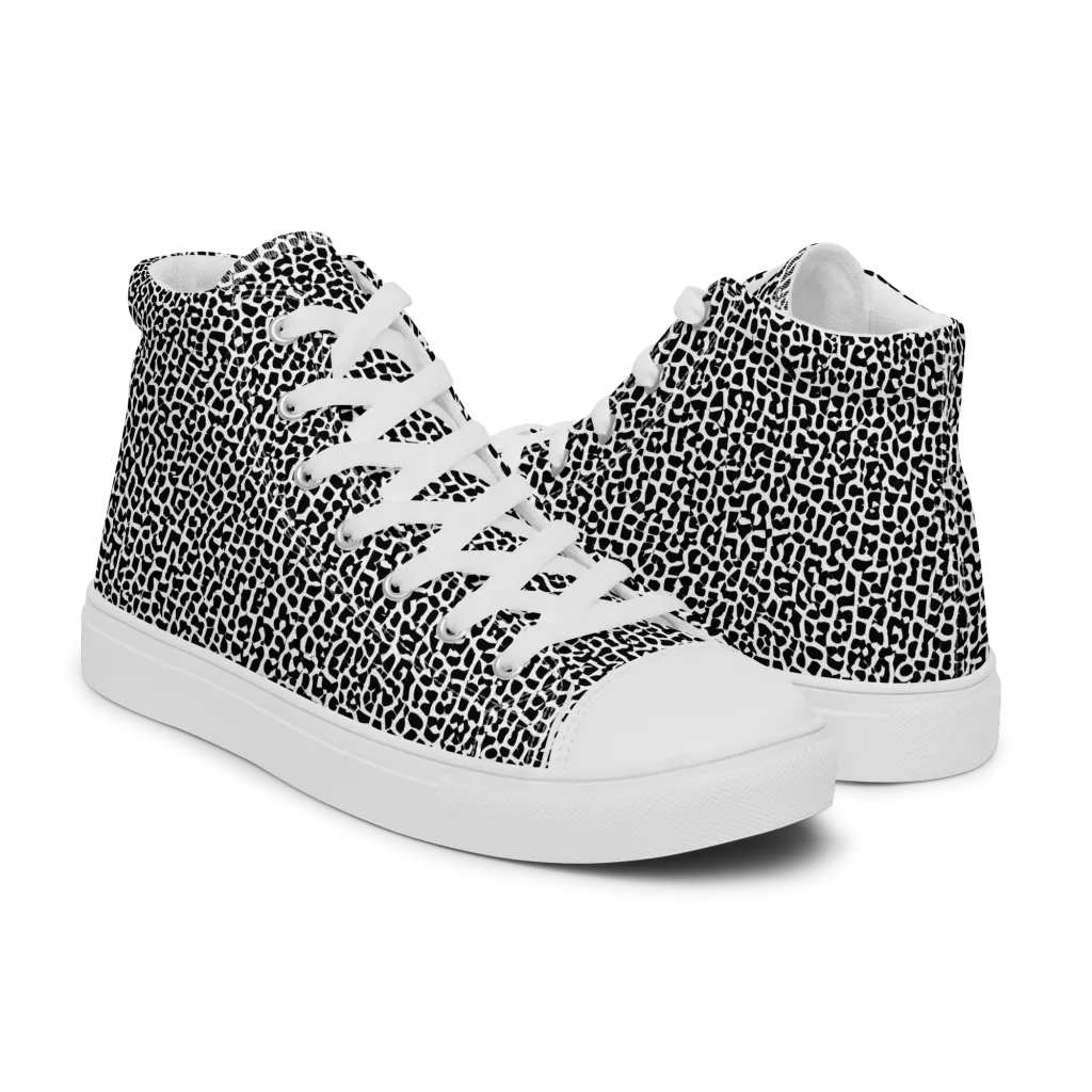 Ink Mosaic on Women's High Top Canvas Shoes — Right