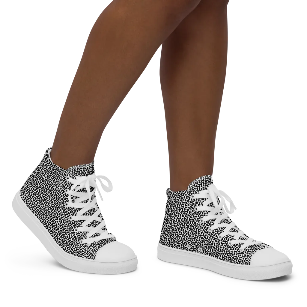 Ink Mosaic on Women's High Top Canvas Shoes — Right