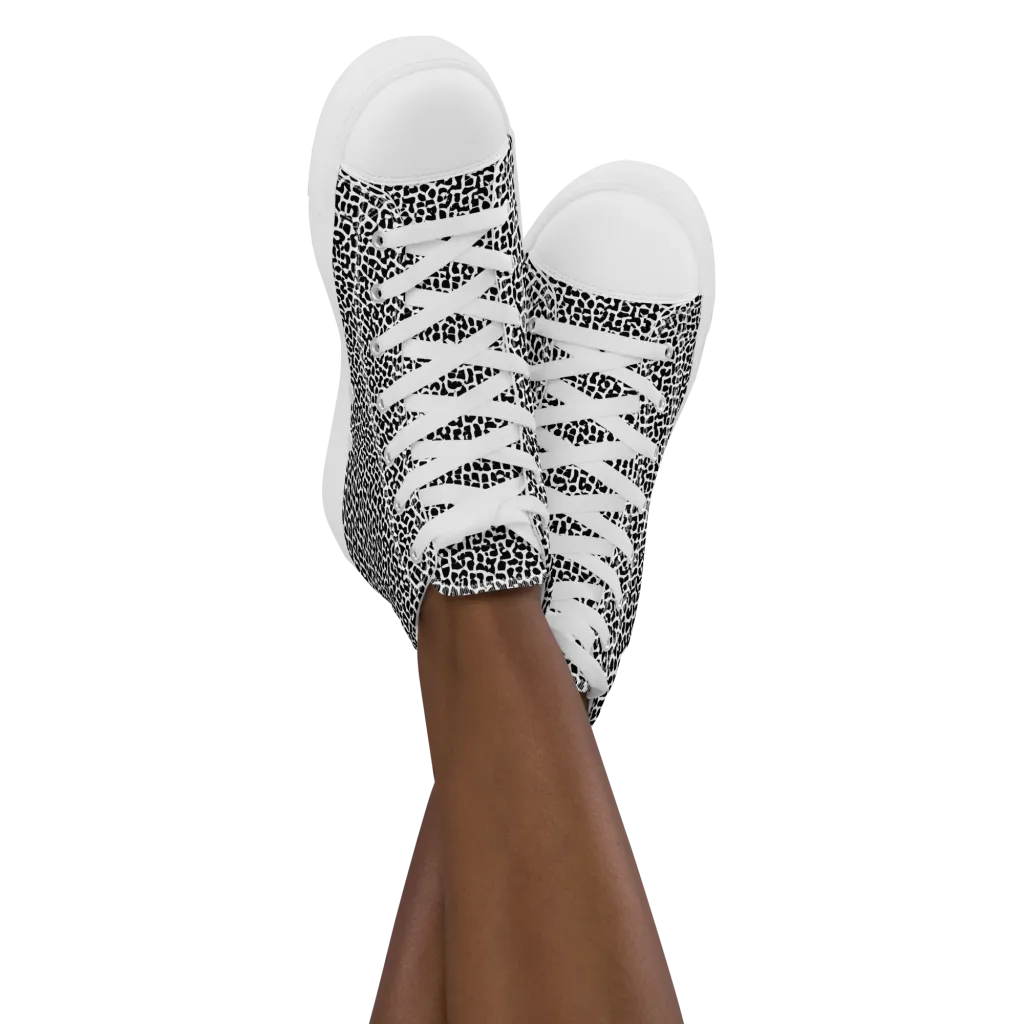 Ink Mosaic on Women's High Top Canvas Shoes — Front