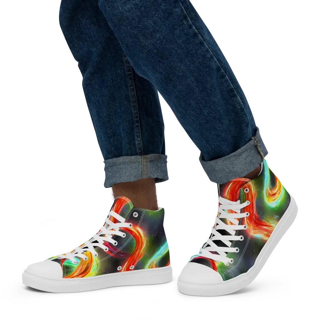 Sherwood Swirl on Men's High Top Canvas Shoes — Left