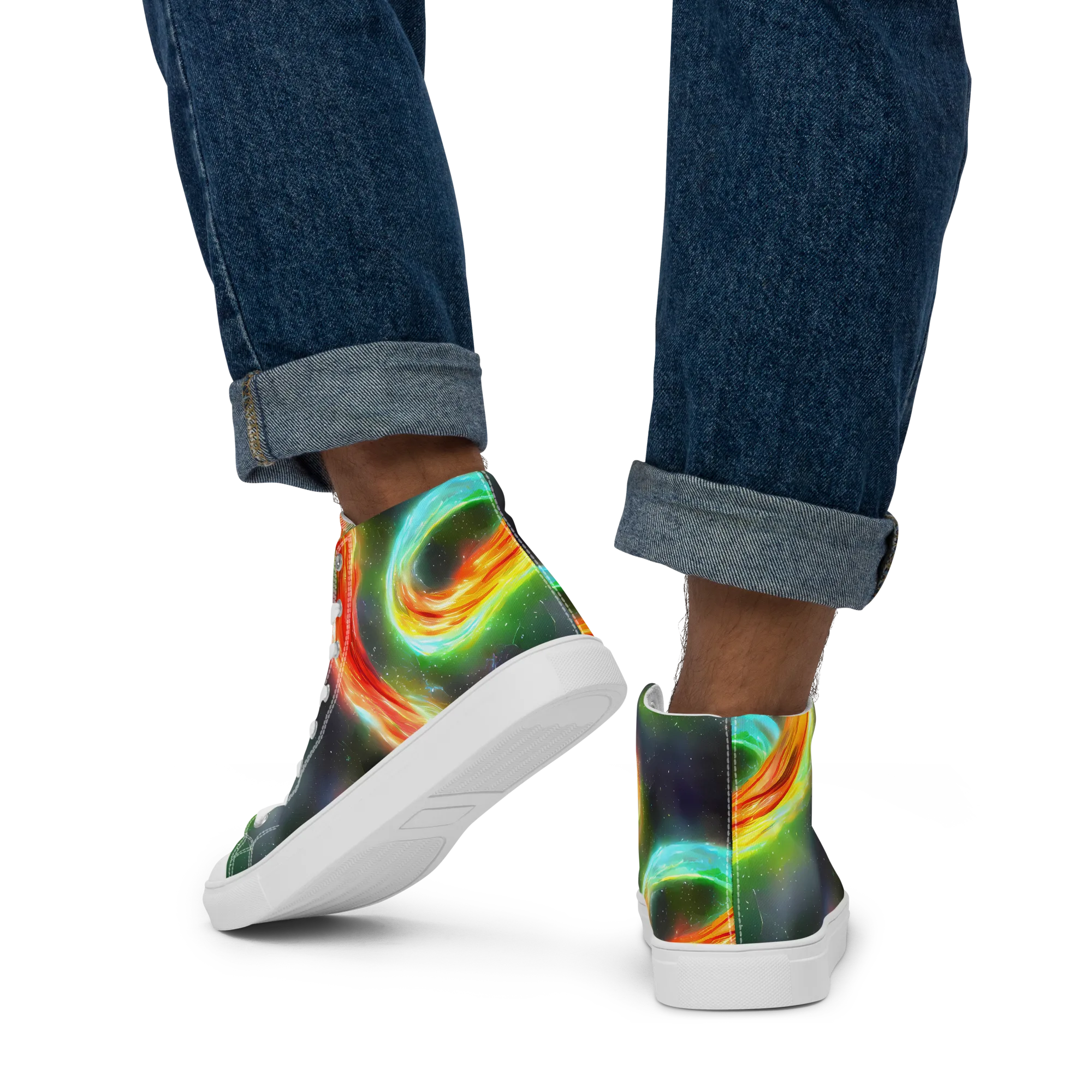 Sherwood Swirl on Men's High Top Canvas Shoes — Back